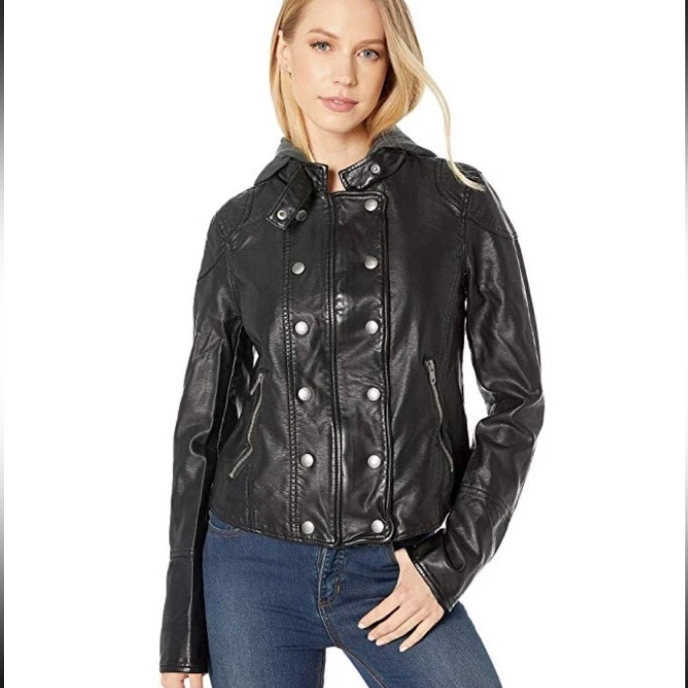 Free People New Dawn Vegan Leather Hooded Jacket